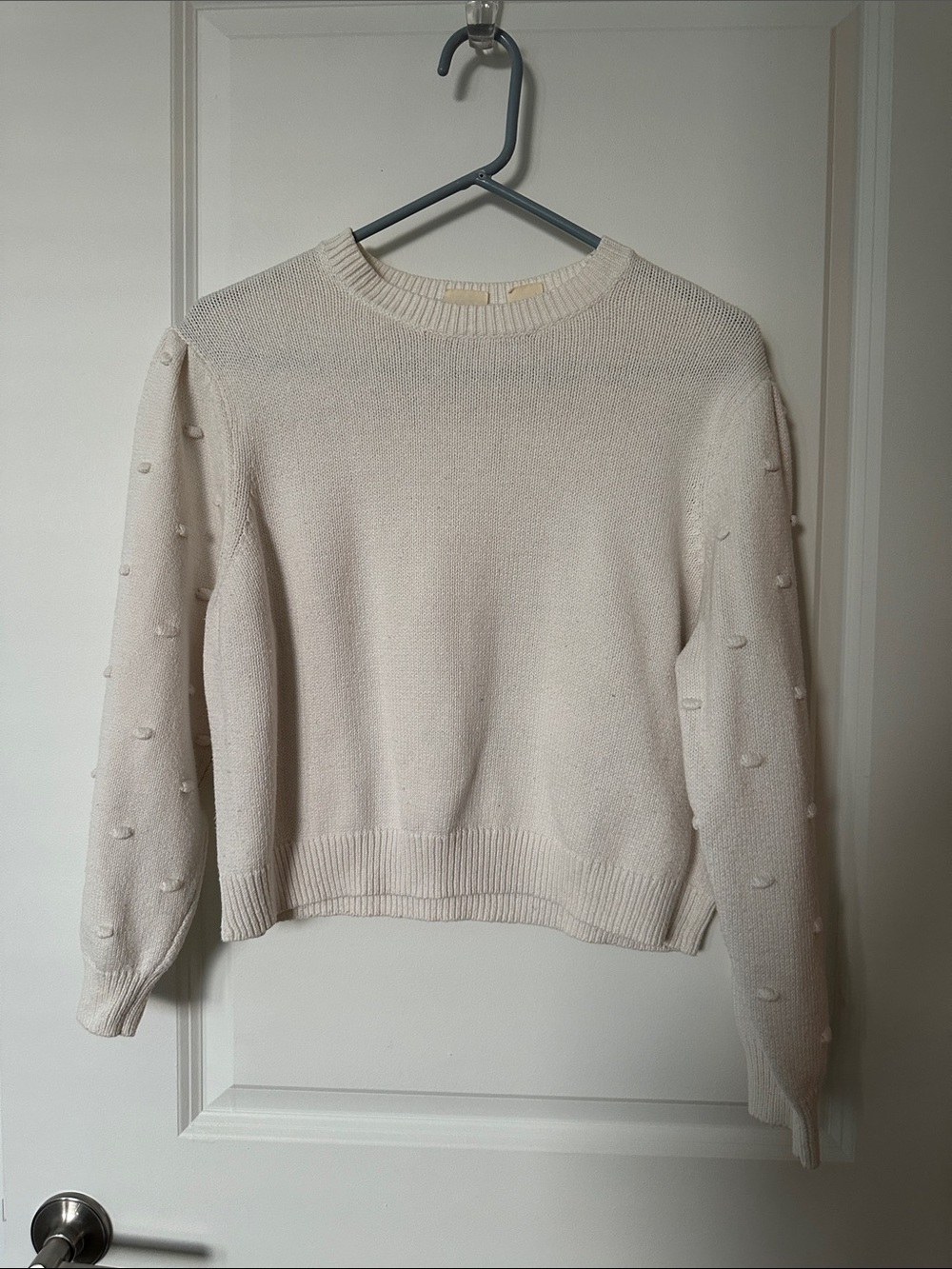 Levi's Cream Knit Pom-Pom Sleeve Crew Sweater